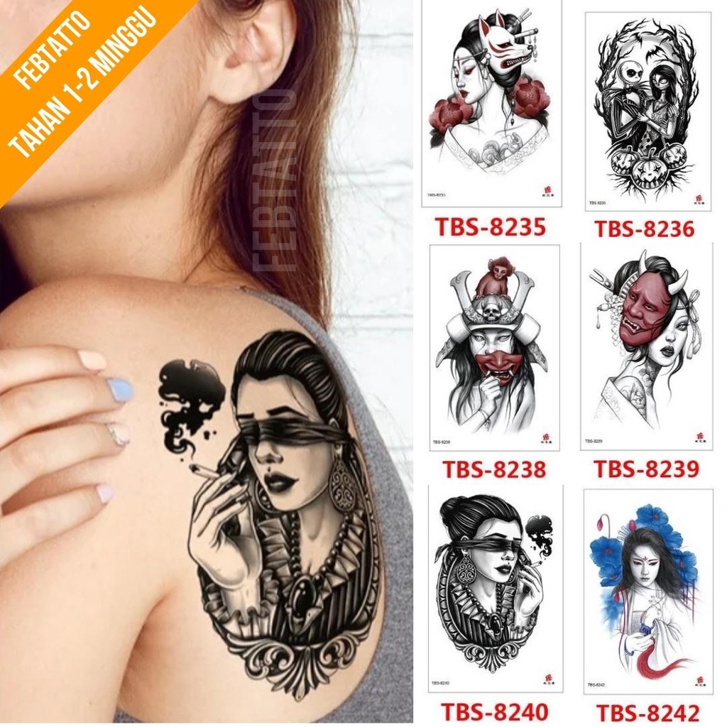 Tato Temporer Ukuran 12cm x 19cm Motif Wanita TBS 8240 Tato Lengan Tato Dada Tato Tangan Tato Kaki T
