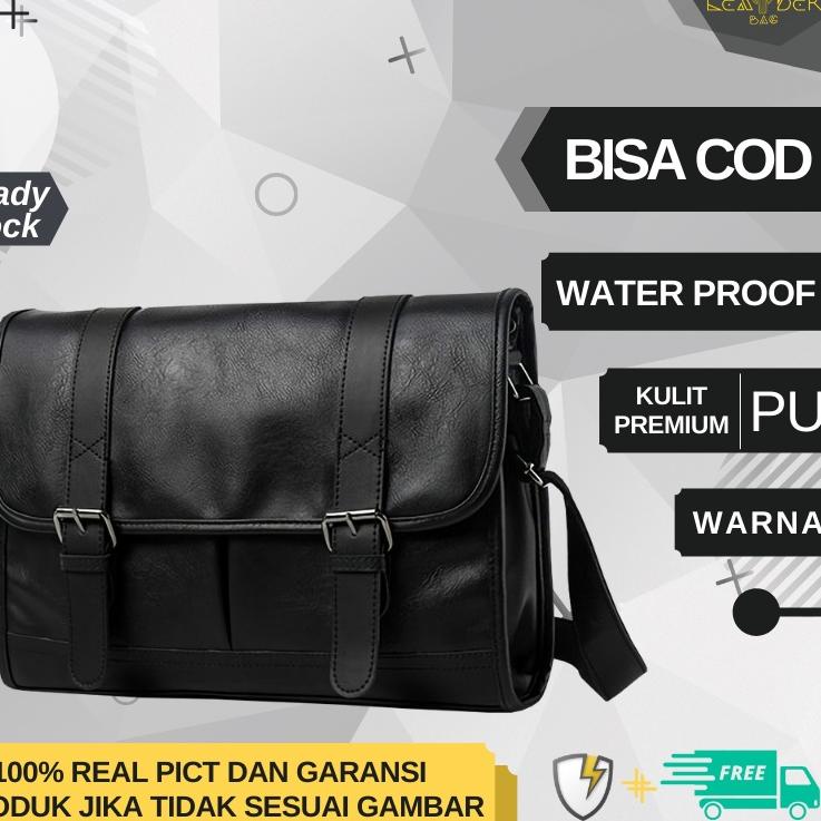 Limited6.6 Tas Selempang Pria Kulit Original Import Model Waterproof Tas Slempang Slingbag Laptop Ku