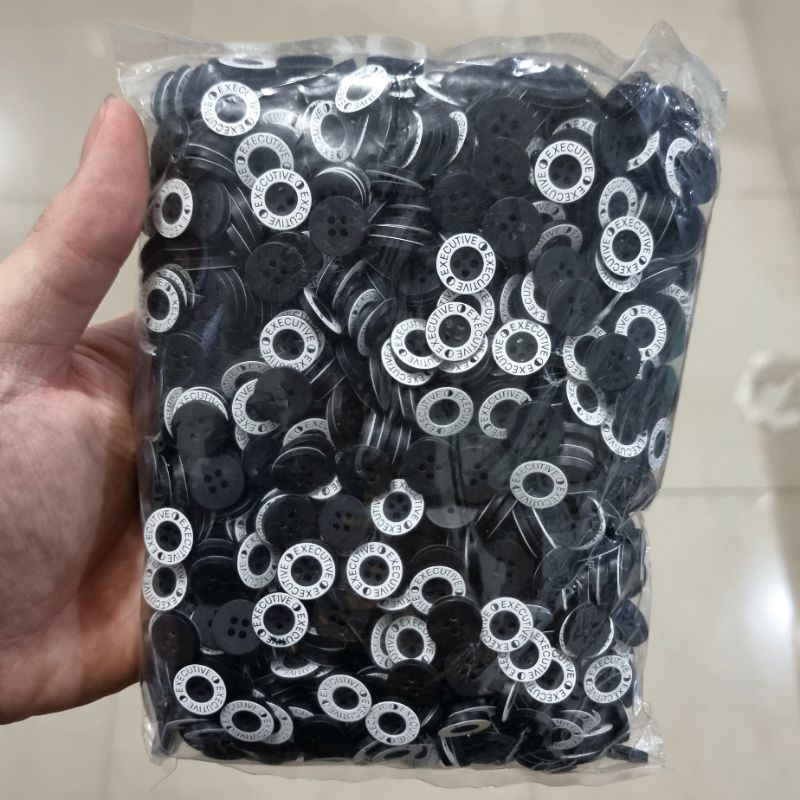 Kancing Baju/Hem/Kemeja Executive Putih Hitam 13mm/1,3cm/20L @10 gros