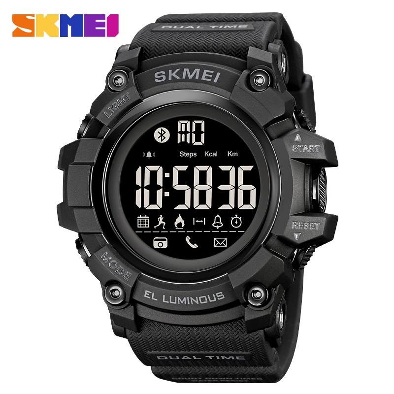 SKMEI 2053 Jam Tangan Pria Smartwatch Digital Bluetooth Anti Air 5 Bar MGOS-Hitam