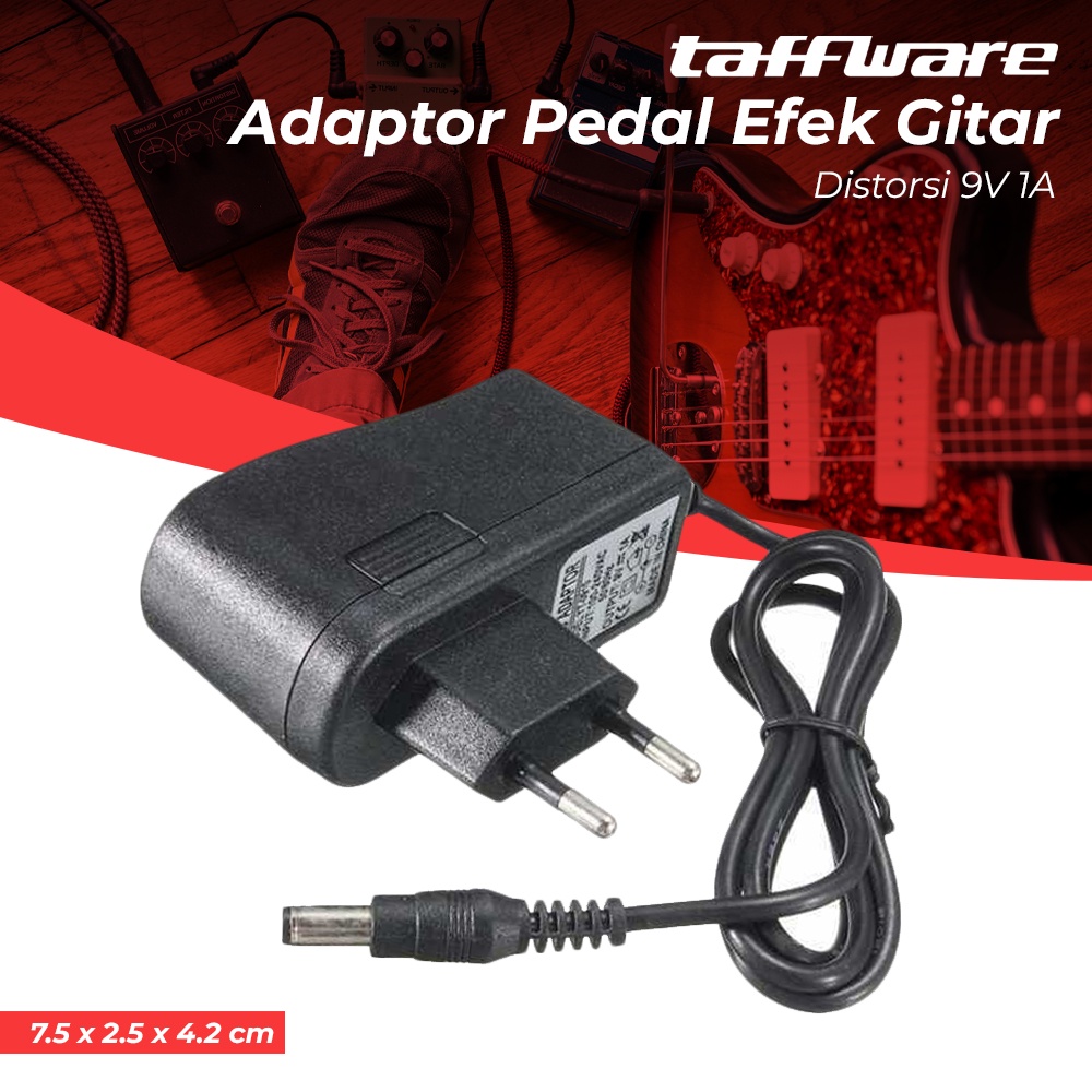 Adaptor Pedal Efek Gitar Distorsi 9V 1A 5mm - YErY-0910 - OMSKFFBK Black