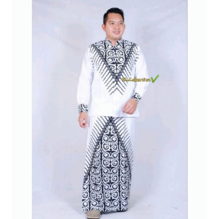 KEMEJA BATIK KOKO+SARUNG||KEMEJA BATIK SOLO SATU STEL DENGAN SARUNG||KEMEJA BATIK PRIA LENGAN PANJAN