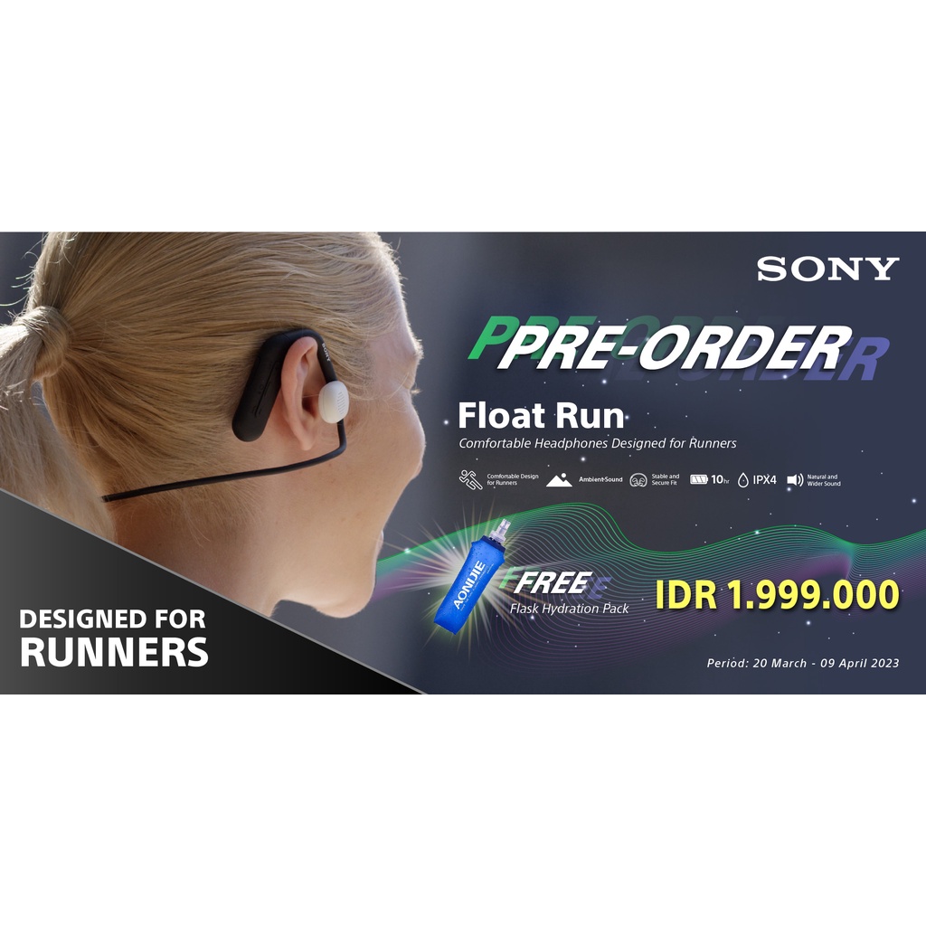 Off-ear Wireless Headphone Sony Float Run For Android &amp; IOS - Black SONY Original Headset