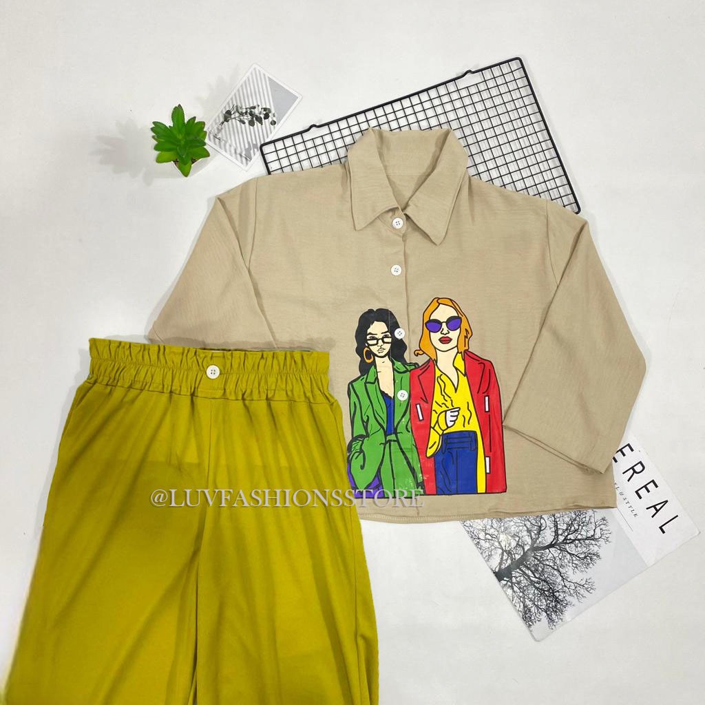 IL - SETELAN WANITA ORIZA CROP CRINCLE AIRFLOW / ONE SET WANITA KEKINIAN MOTIF SABLON