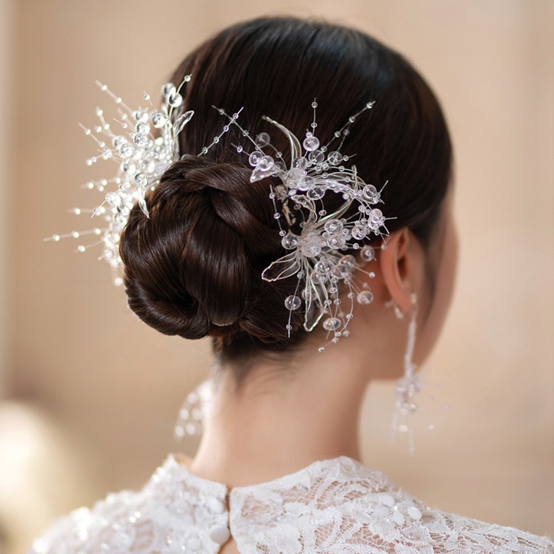 Fashion Kristal Cair Bunga Jepit Rambut Hiasan Kepala Jas Pengantin Pernikahan Dan Makeup Styling Aksesoris Rambut