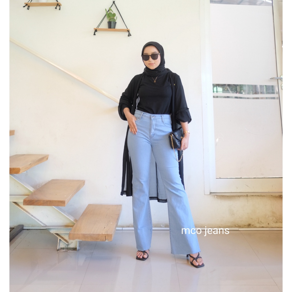 OOTD SZ 27-34 Celana Jeans Wanita - Cutbray Panjang Unfinish Kaki Potong