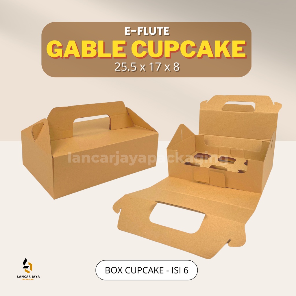 

Box Cupcake Holder Isi 6 Kemasan Muffin Pie Pudding Cup Tas Jinjing 25.5x17x8 CM