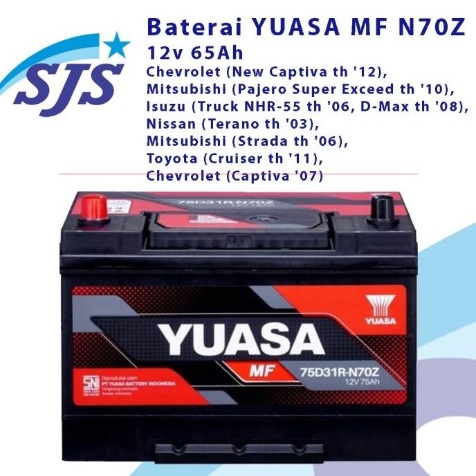 Aki Mobil Yuasa Mf N70Z 12V 75Ah Kering Debezzz