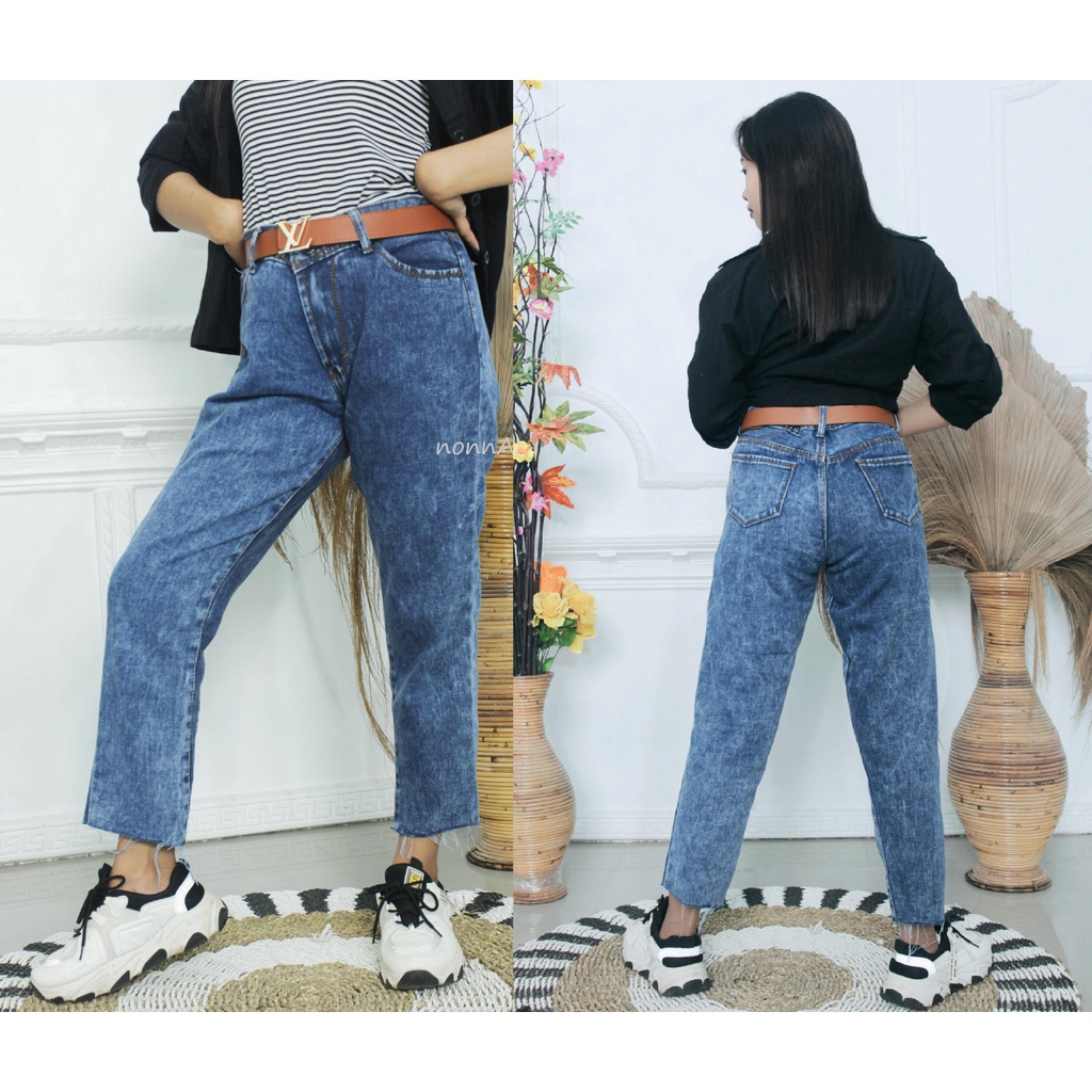 HIGHWAIST celana wanita boyfriend jeans suwir RAWIS bawah kekinian/BOYFRIEN SUWIR/celana jeans wanita snow rawis