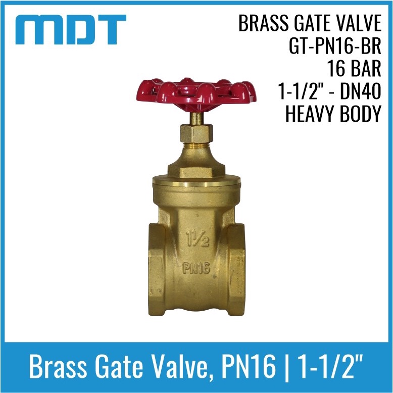 MDT | GT-PN16-BR | Gate Valve, Brass, Threaded, 1-1/2"