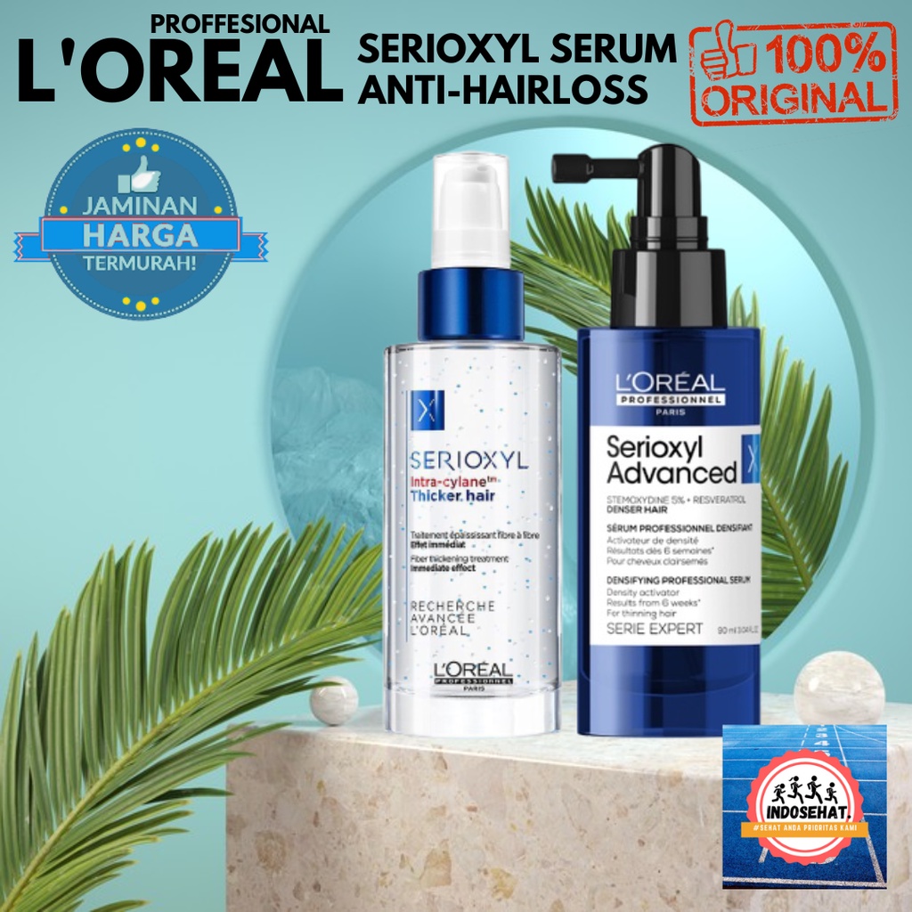 LOREAL Serioxyl Denser Density Activator &amp; Thicker Hair Serum Set - Penumbuh Perawatan Rambut Rontok Rusak Tipis