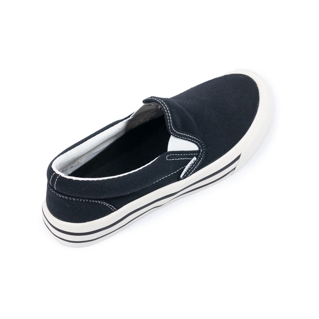 Ribsgold Sepatu Slip On Black White Stripe