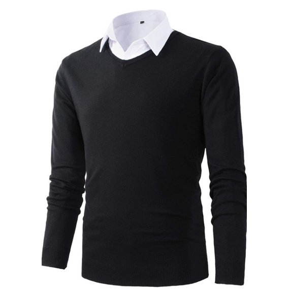 Sweater Pria Rajut V Neck polos #sweaterpria #jaketpria