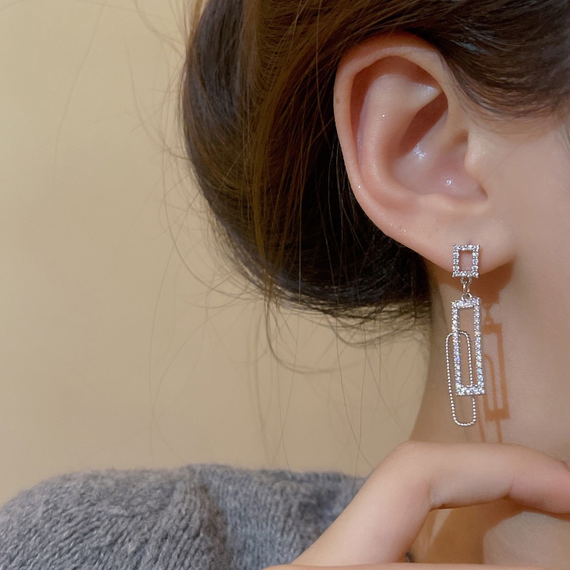 Gaya Baru Geometris Berlian Anting925 Perak9Jarum Wanita Stud Earring