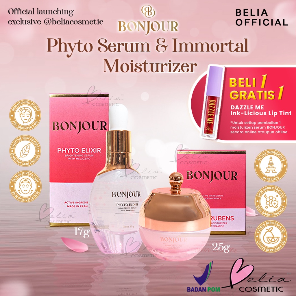 ❤ BELIA ❤ BONJOUR Beauty Jania Rubens Immortal Moisturizer with 6X Ceramide 25g | Phyto Elixir Brightening Serum with Mlazero 17g | Pelembab Wajah EXCLUSIVE | BPOM