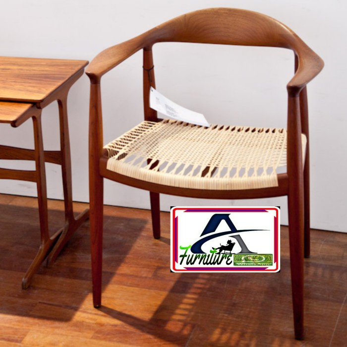 OM1 kursi retro sofa kursi mid century kursi cafe kantor industrial jati - dudukan rotan