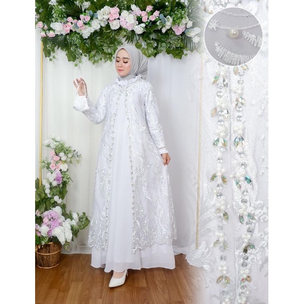 Permata Olshop / Dress Ayana Outer FM / Kebaya Gamis Payet Mewah / Gamis Lebaran / Gamis Kebaya Modern / Gamis Kondangan