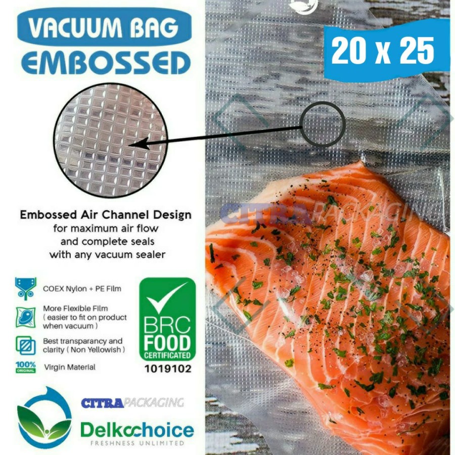 TERBARU DELKOCHOICE PLASTIK VACUUM EMBOS EMBOSS EMBOSSED VACUM BAG SEALER MAKANAN UKURAN KECIL