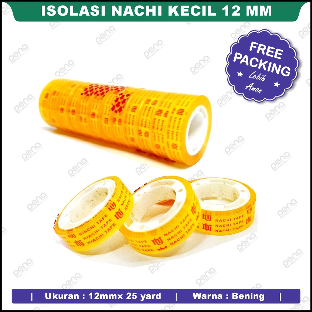 Isolasi Nachi Kecil Selotip Lakban Kecil (Tebal 12 mm x 25 Yard)