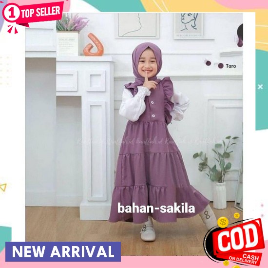 Gamis Anak Perempuan Murah Model Terbaru 2023 Dress Setelan Khimar Syari Premium Baju Muslim Viral L