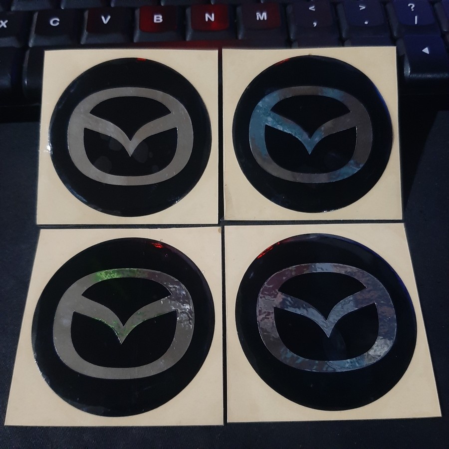 Cutting Sticker Timbul LOGO MAZDA Car untuk Dop Tutup Velg Racing 5mm