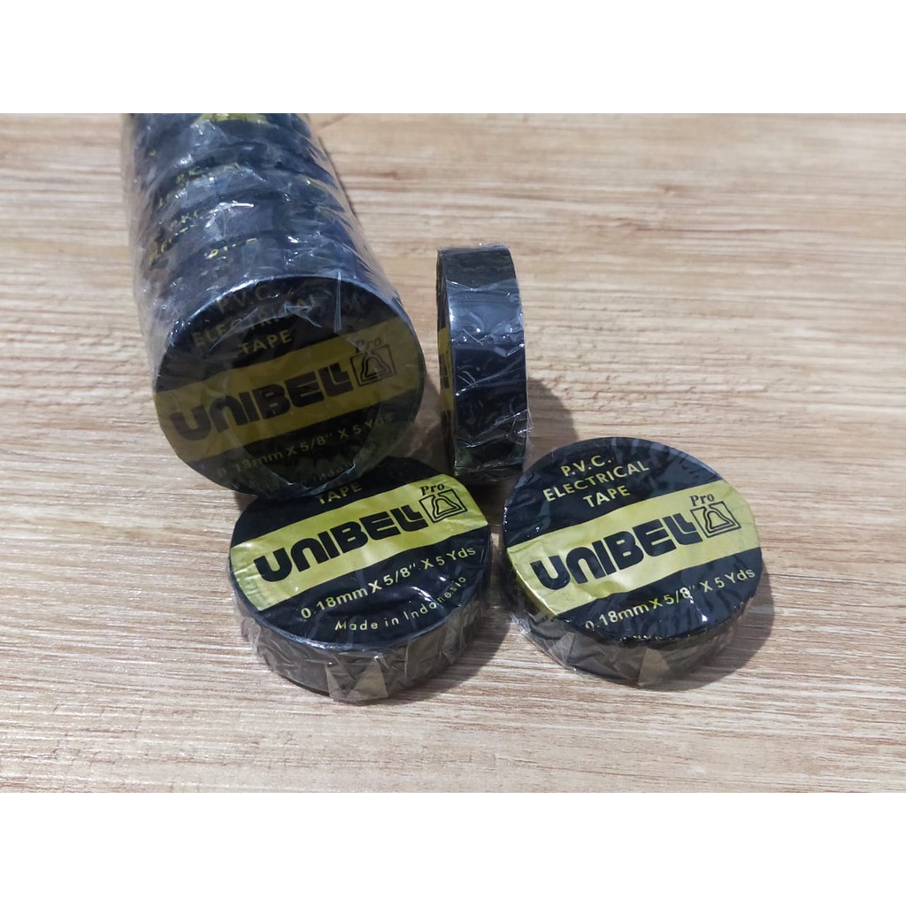 Isolasi Lem Listrik Solatip Unibell Pro Selotip Lakban PVC Electrical Tape Solasi Kabel Hitam-Kecil