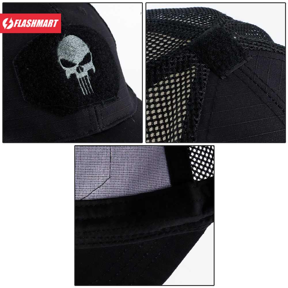 Flashmart Topi Mesh Baseball Army Look Cap Psher Skull - LY-CAP-01