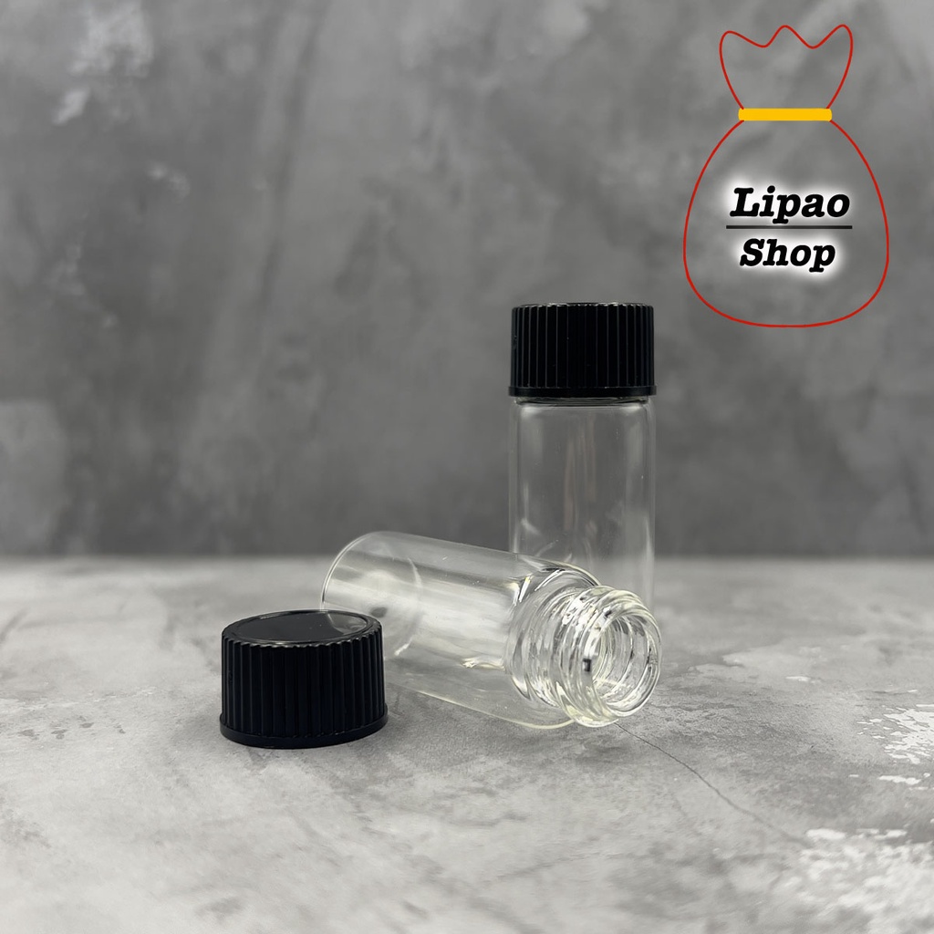 Botol Kaca 10ml Tutup Drat Ulir Warna Hitam Refillable Vial Tester Sample Parfum / Cairan