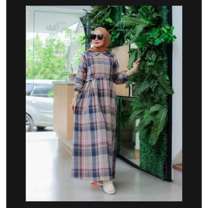 PROMO gamis kotak motif inji Murah