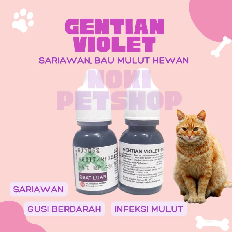 [BISA COD] GENTIAN VIOLET OBAT SARIAWAN DAN MENGATASI BAU MULUT KUCING | OBAT TETES SARIAWAN ANTISEPTIK HEWAN KUCING DAN ANJING OBAT SARIAWAN KUCING GUSI BERDARAH MULUT KUCING BAU TIDAK SEDAP