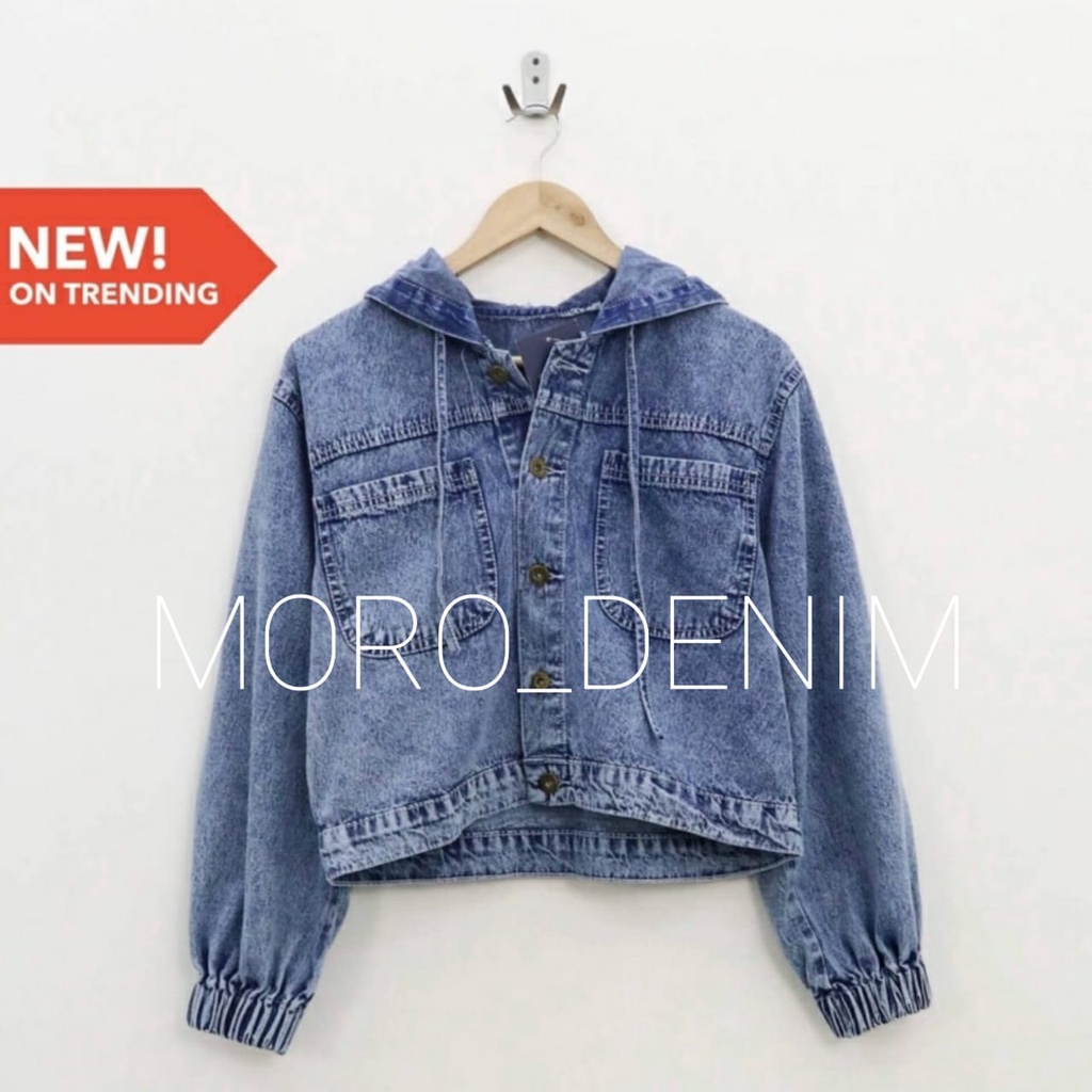 Jaket jeans wanita terbaru model Hodie korean style