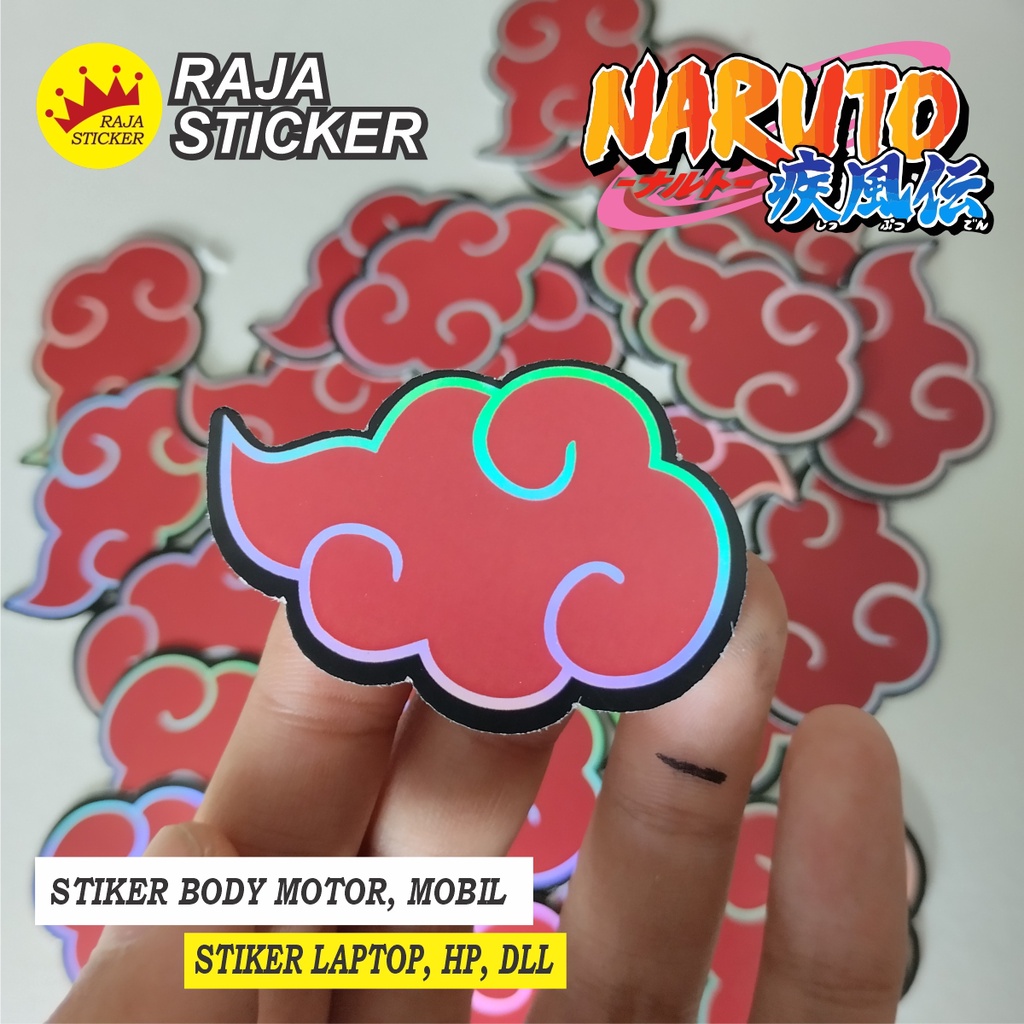 sticker stiker hologram anime - naruto - logo akatsuki