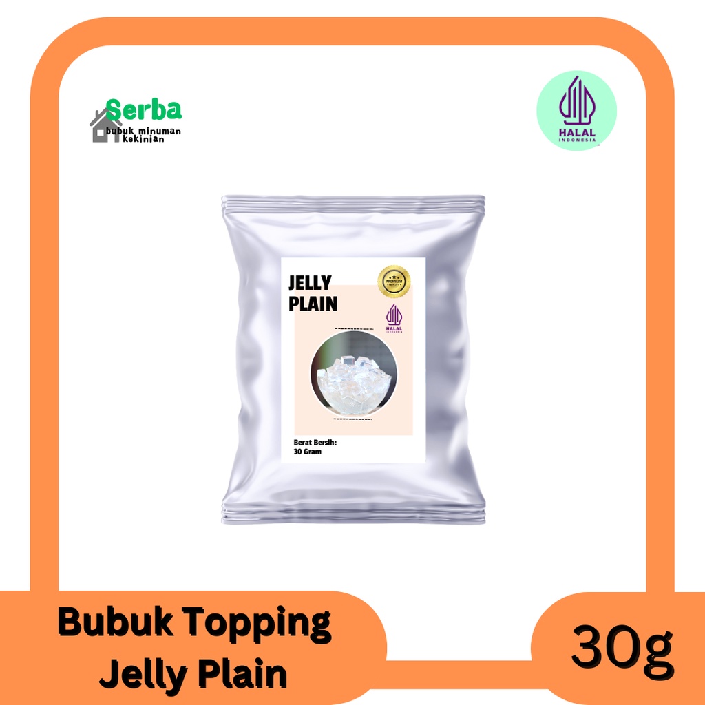 

Bubuk Topping Minuman Jelly Plain 30gr / Toping Jeli / Tanpa Gula