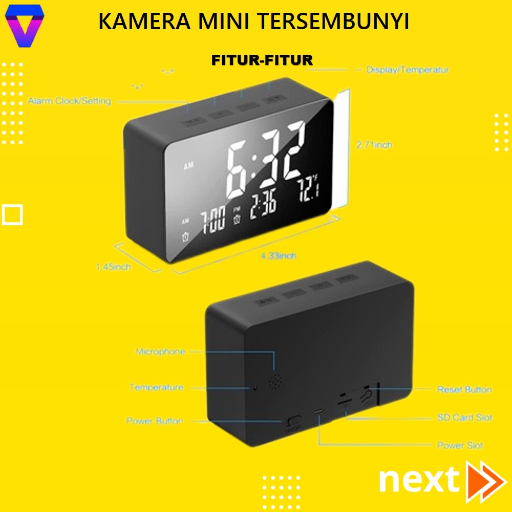 CCTV MINI TERSEMBUNYI TANPA KABEL KONEK HP JARAK JAUH IP CAMERA CCTV WIFI TANPA KABEL SPY CAM HIDDEN CAMERA MODEL JAM Desk Clock Alarm Digital FHD 1080P JS168