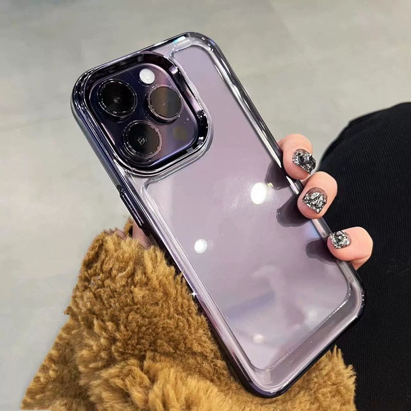 Case Pelindung Lensa Transparan Bahan Metal Silikon Bumper Shockproof Untuk iPhone 14 Pro Max 13 Pro Max 12 Mini 11 Pro XS Max XR X 7 8 Plus