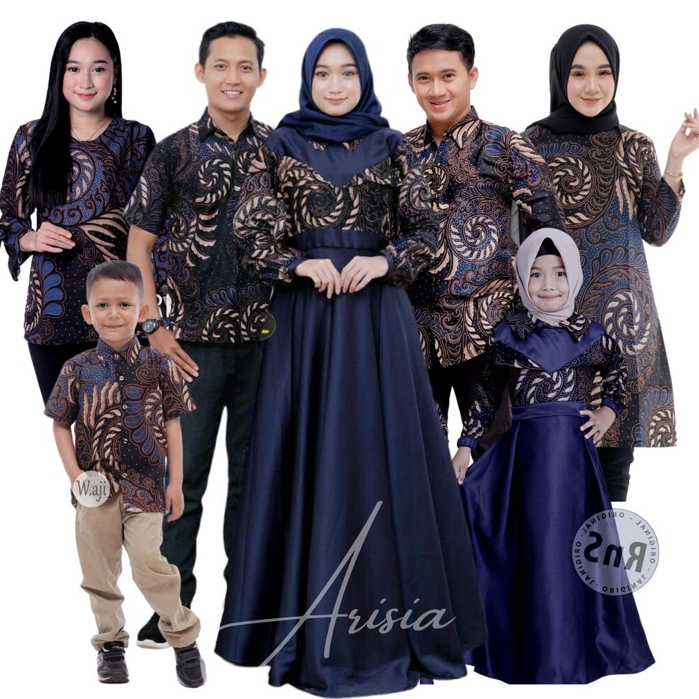 Ready Stok [ FREE HIJAB ] Batik couple keluarga modern terbaru set couple batik keluarga gamis jumbo