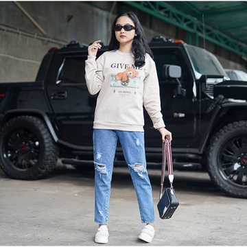 FLEECE SWATER OVERSIZE GIVE ME | SWEATER CREWNECK