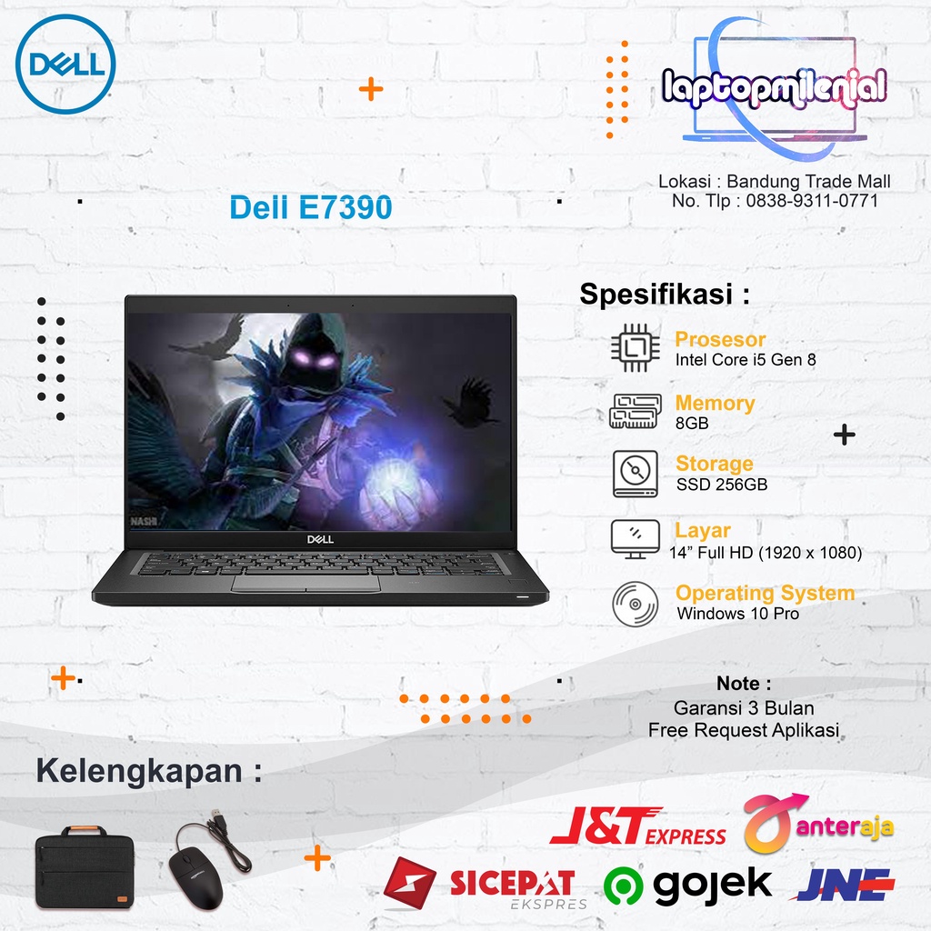 Dell E7390 Intel Core i5 Gen 8 Ram 8GB SSD 256GB Win 10 Siap Pakai Berkualitas