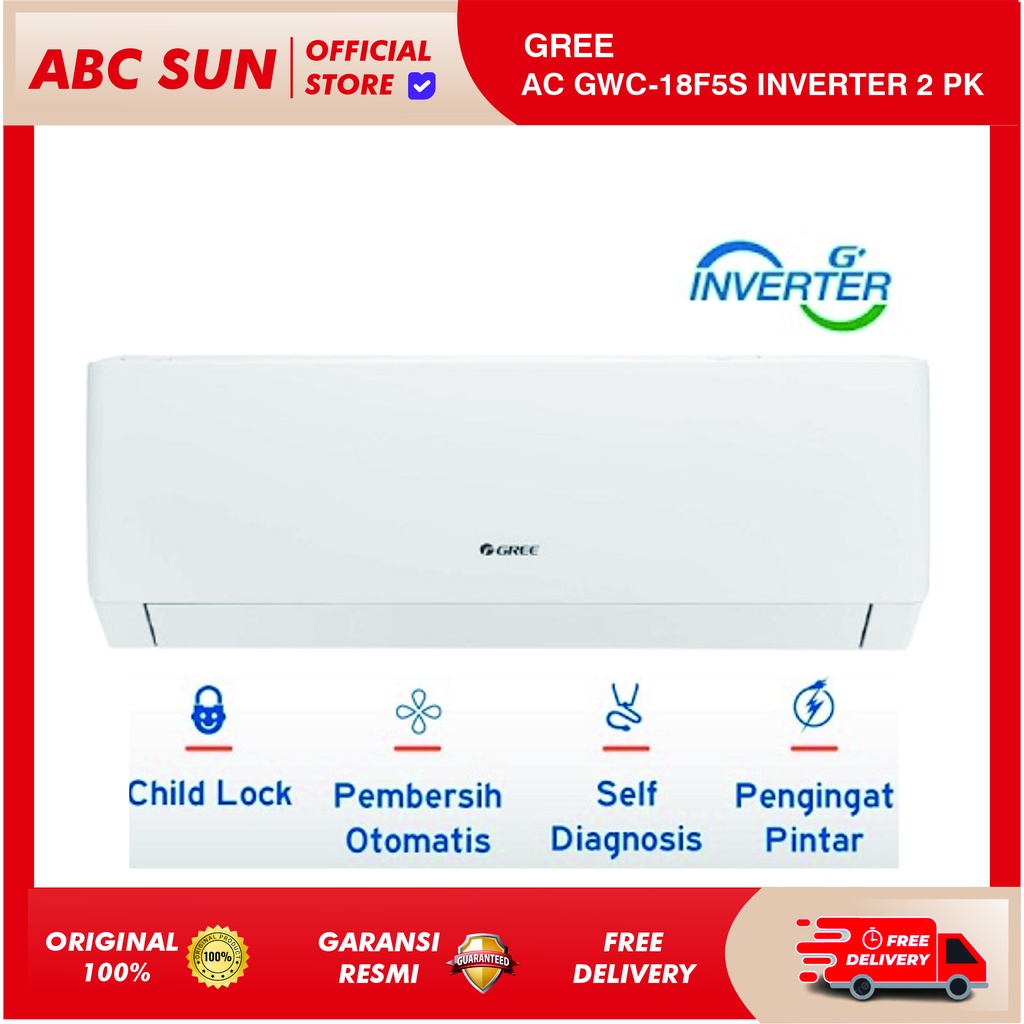 Gree GWC18F5S Air Conditioner 2 Pk Inverter Fast cooling Turbo