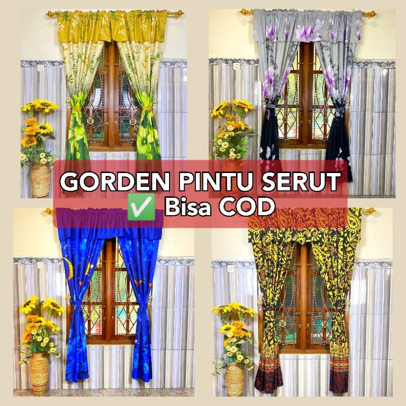 ( GPS ) GORDEN PINTU SERUT UKURAN 100 x 200 CM UNTUK JENDELA PINTU MOTIF SPATA LAVENDER BATIK ARING 