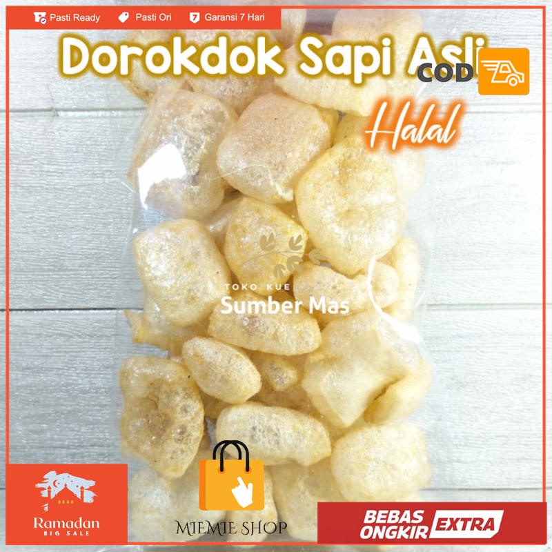 

KERUPUK KULIT ASLI SAPI MATANG/DOROKDOK/JANGEK RENYAH HALAL - 65 GRAM