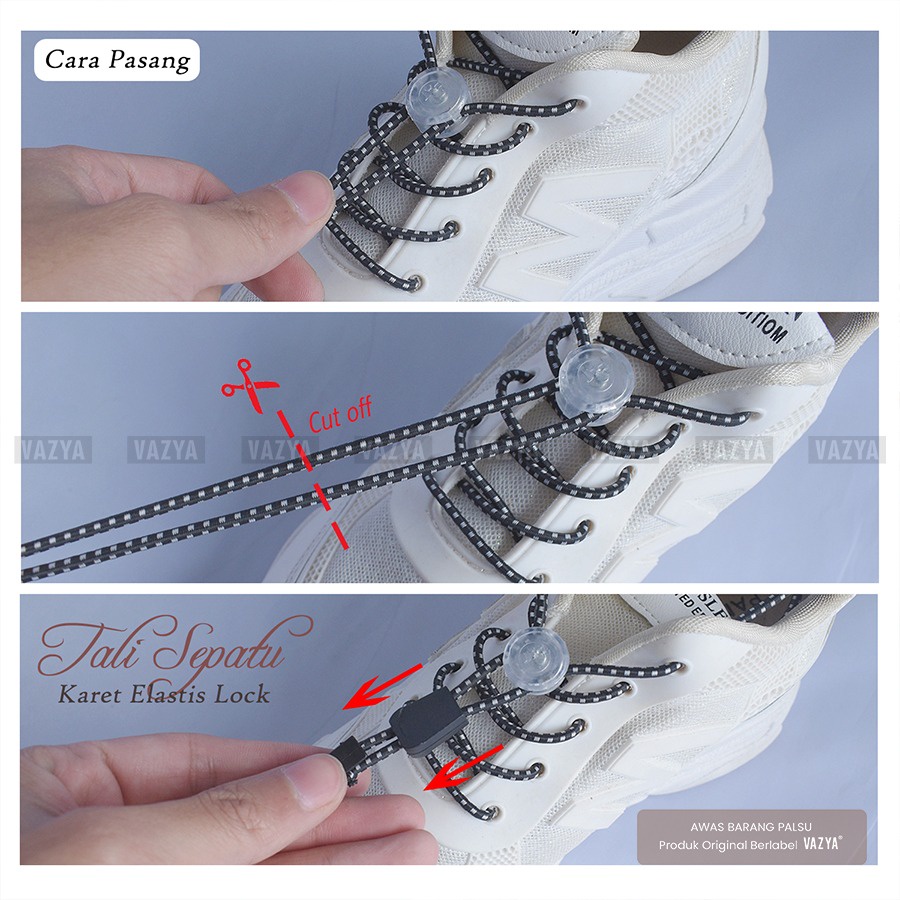Tali Sepatu Elastis Lock Stoper Tali Sepatu Magnet / Buat Sneakers Jadi SLIP ON
