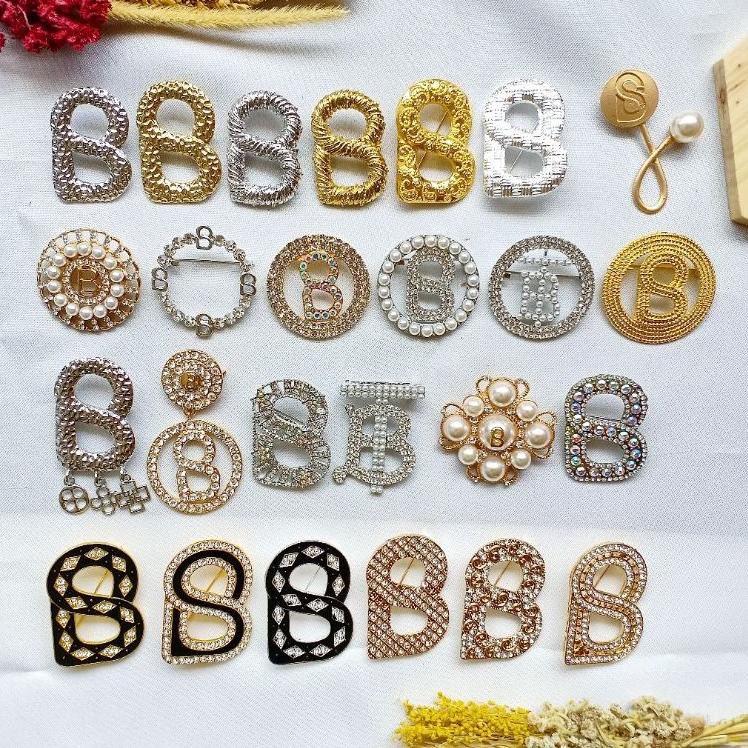 SALE TERBAIK Brooch Buttonscarves KW//Bros Buttonscarves Polos/Mata/Mutiara