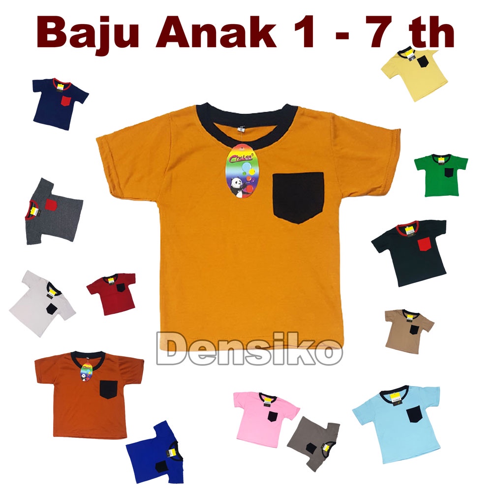 [GROSIR] Kaos Anak Katun Baju Anak Polos Dengan Saku