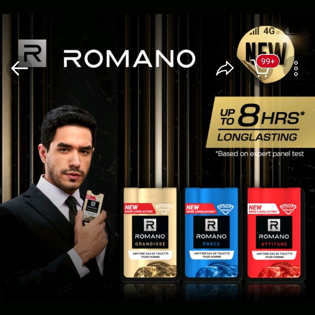 Romano Eau De Cologne EDC Parfum Cowok Kemasan Pocket Saku Classic Force Attitude Grandiose 18 ml