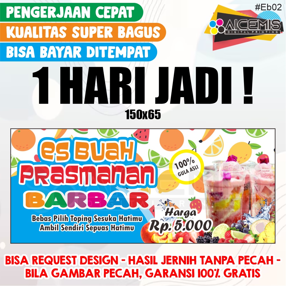 1 HARI JADI Spanduk Es Buah Prasmanan 5000 / Spanduk Jualan Ramadhan / Spanduk Bulan Puasa / Spanduk