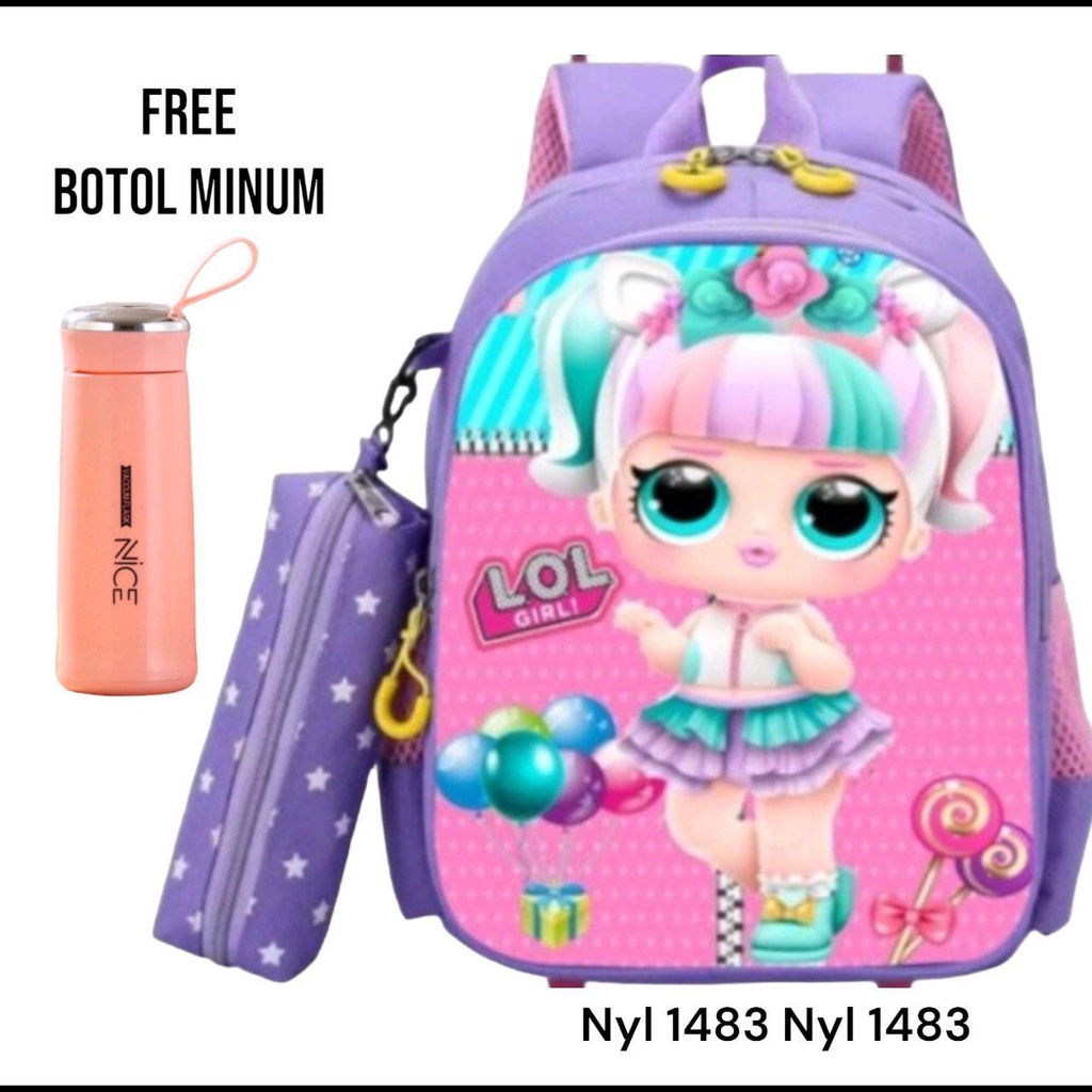 Tas Sekolah Anak Perempuan HELLO KITTY SD SMP SMA Ransel Kerja Tas Sekolah Anak Laki-Laki Free Botol Minum Kaca