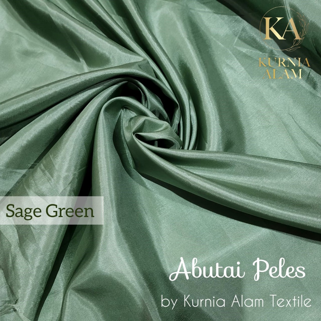 Kain Abutai Peles Furing Bahan Dekorasi Gamis Kebaya Sage Green Premium Termurah Meteran dan 0.5Mete