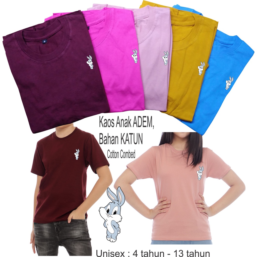 Katun Kaos Anak laki laki perempuan motif Kelinci1 cotton combed