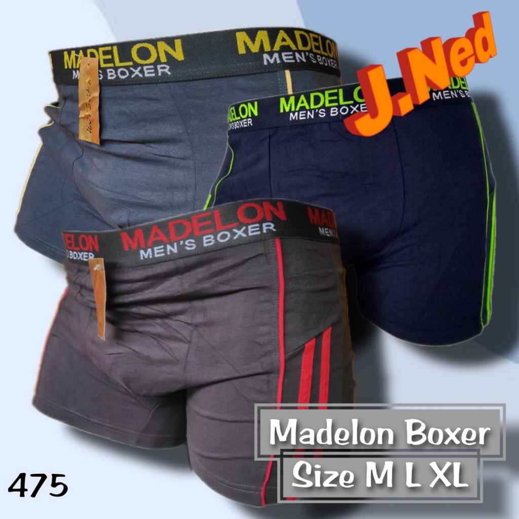 J475 Celana Dalam Pria Boxer Pria Madelon 9002 Warna  Mix Random